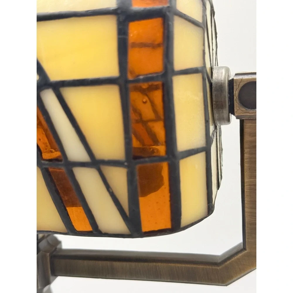 PartyLite Candles Artisian Mission Style Stained Glass Bankers Lamp P7782 - Picture 10 of 16